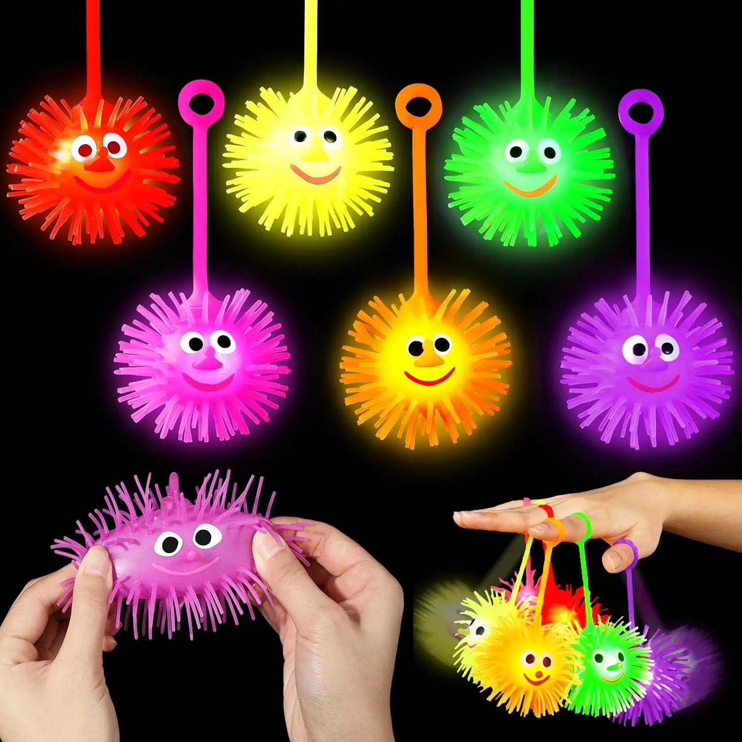 24PCS Light Up Balls for Kids, 3.4 inch Puffer Bouncy LED Ball, Flashing Sensory Glow in The Dark Toys, Party Favors, Classroom Prizes, Pinata Fillers, End of Year Giftsfidget toys