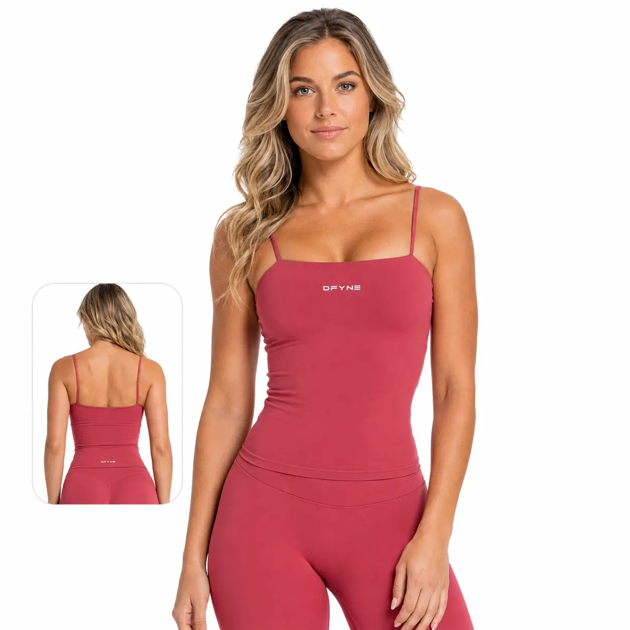 DFYNE Women’s Longline Sports Bra Tank Top, Seamless Backless Yoga Top with Thin Straps for Gym Workout