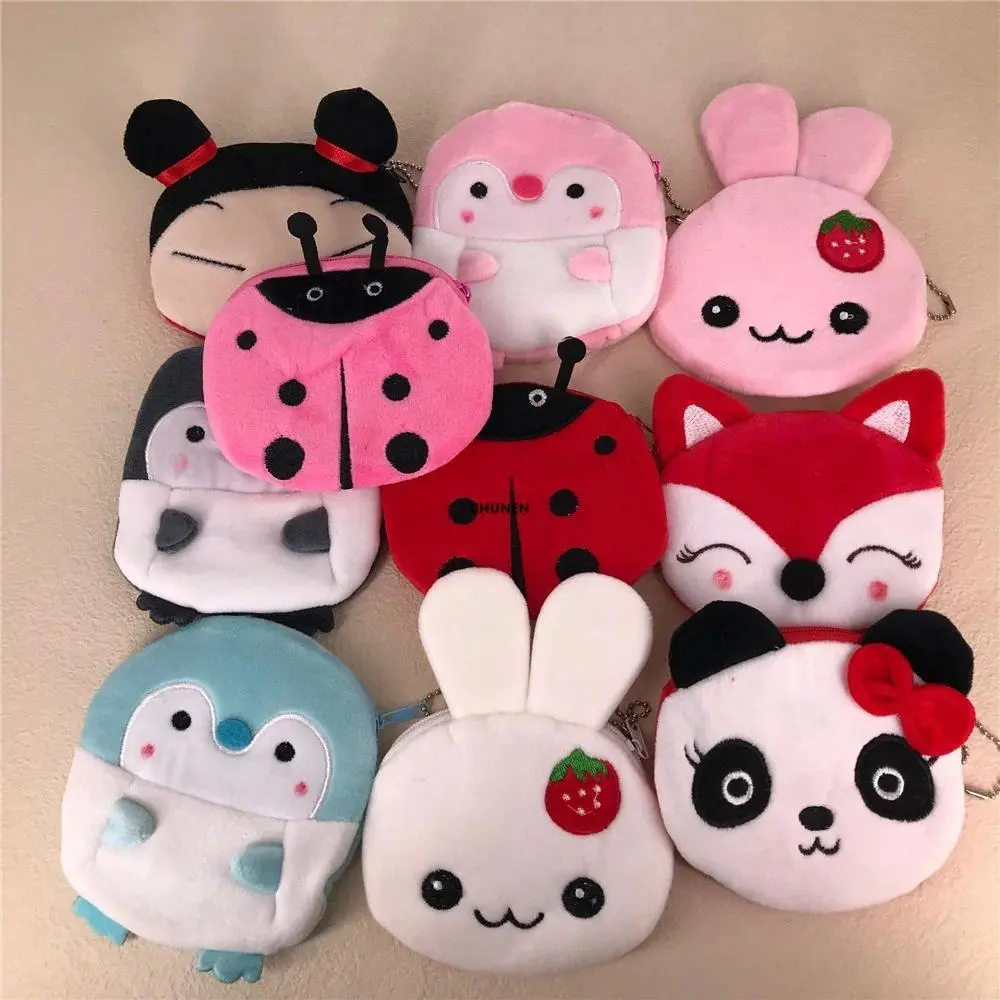 10-11cm Cartoon Plush Coin Purse - Cat, Rabbit, Penguin Figure Designs, Compact Key Wallet Coin Holder for Stress Relief Toy Enthusiasts, Coin Holder/Purse