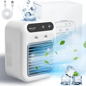 Rechargeable Wireless Air Conditioner, 25W Portable Air Conditioner, Personal Cooling Fan, Cordless Rechargeable Fan with 2 Speed Settings & 2 Cooling Mist Settings, Ideal for Small Spaces in Bedrooms, Offices & Outdoors