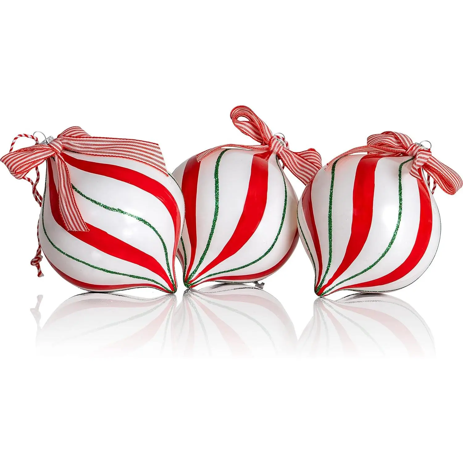 Peppermint Candy Cane Christmas Ornaments - 4.5" Ball Ornament Set 12 count