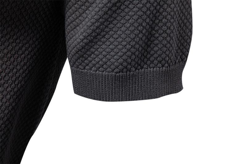 High Quality Pineapple Pattern Woolen Polo Shirt Men Business Seagull Collar Men's Short Sleeve Sweater Polo cozy clothing