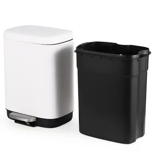 12L Fingerprint Resistant Stainless Steel Step Trash Can with Soft Close Lid, Markless Design Removable Inner Bucket, Sleek Durable Garbage Bin for Kitchen Bathroom Office
