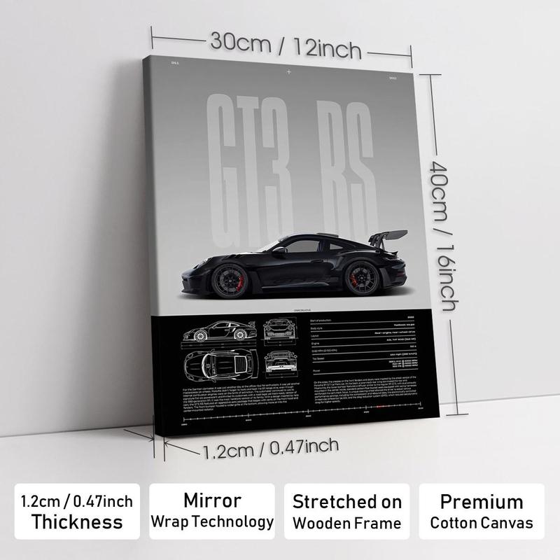 Wooden-Framed Canvas Painting, High-Performance GT3 RS Specification Poster, Modern Canvas Wall Art for Living Room, Bedroom & Office Decoration, Fashion Artistic Ornaments Wooden-Framed Canvas Painting, High-Performance GT3 RS Specification Poster, Modern Canvas Wall Art for Living Room, Bedroom & Office Decoration, Fashion Artistic Ornaments