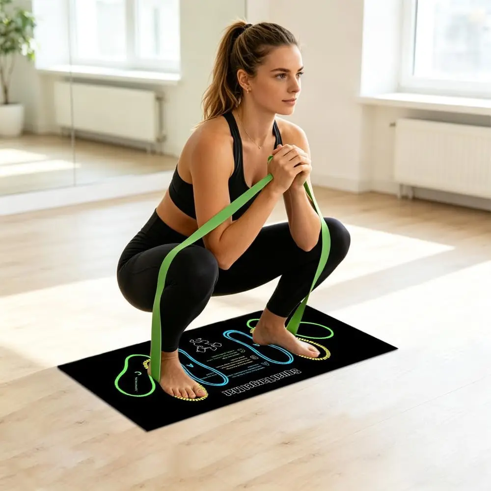 Squat Mat with Foot Position, 31.5" x 13.8" Non-Slip Exercise Mat for Squats,  Workouts & Ab , High-Density Cushioning for Joint Protection, Portable  Gym Floor Mat for Lunges, Yoga