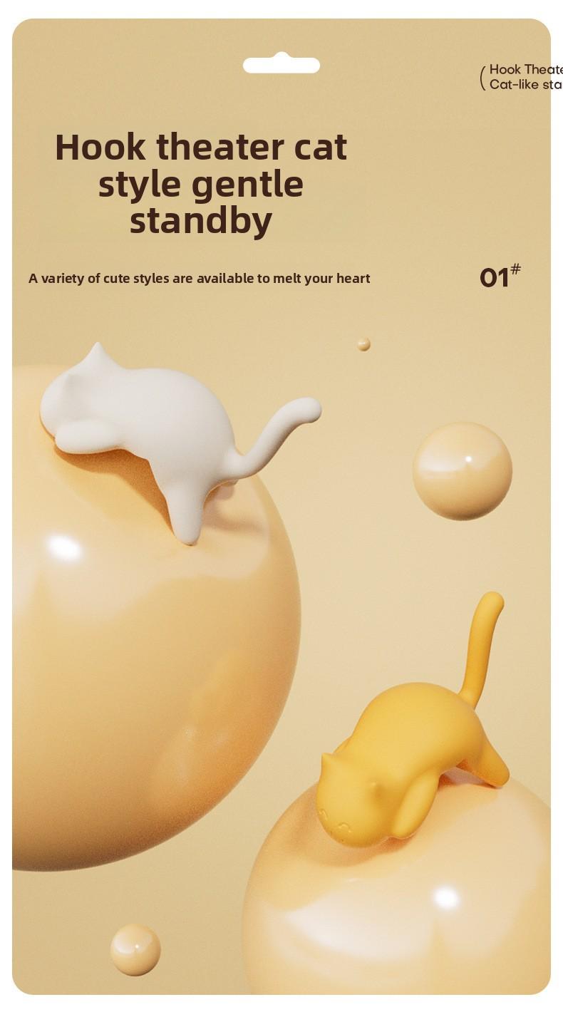 【4 pack】Cat-shaped bag hook, no-trace, no-drill, multifunctional side hanger for elementary school students' desks