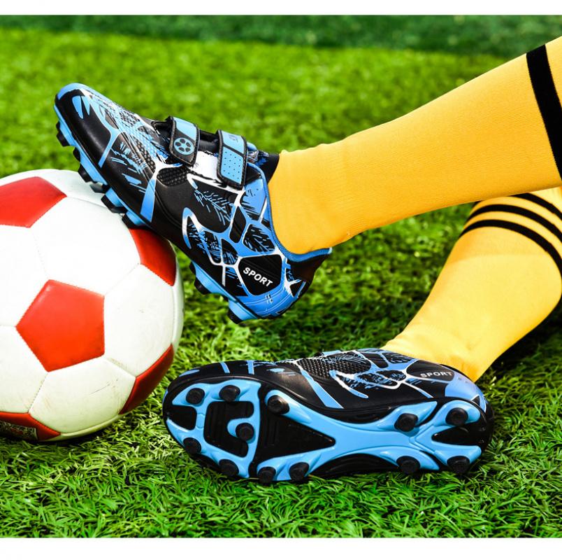2026 football shoes with Velcro fasteners, large size, for children, boys and girls, with long and short spikes, suitable for primary and secondary school competitions and training, unisex
