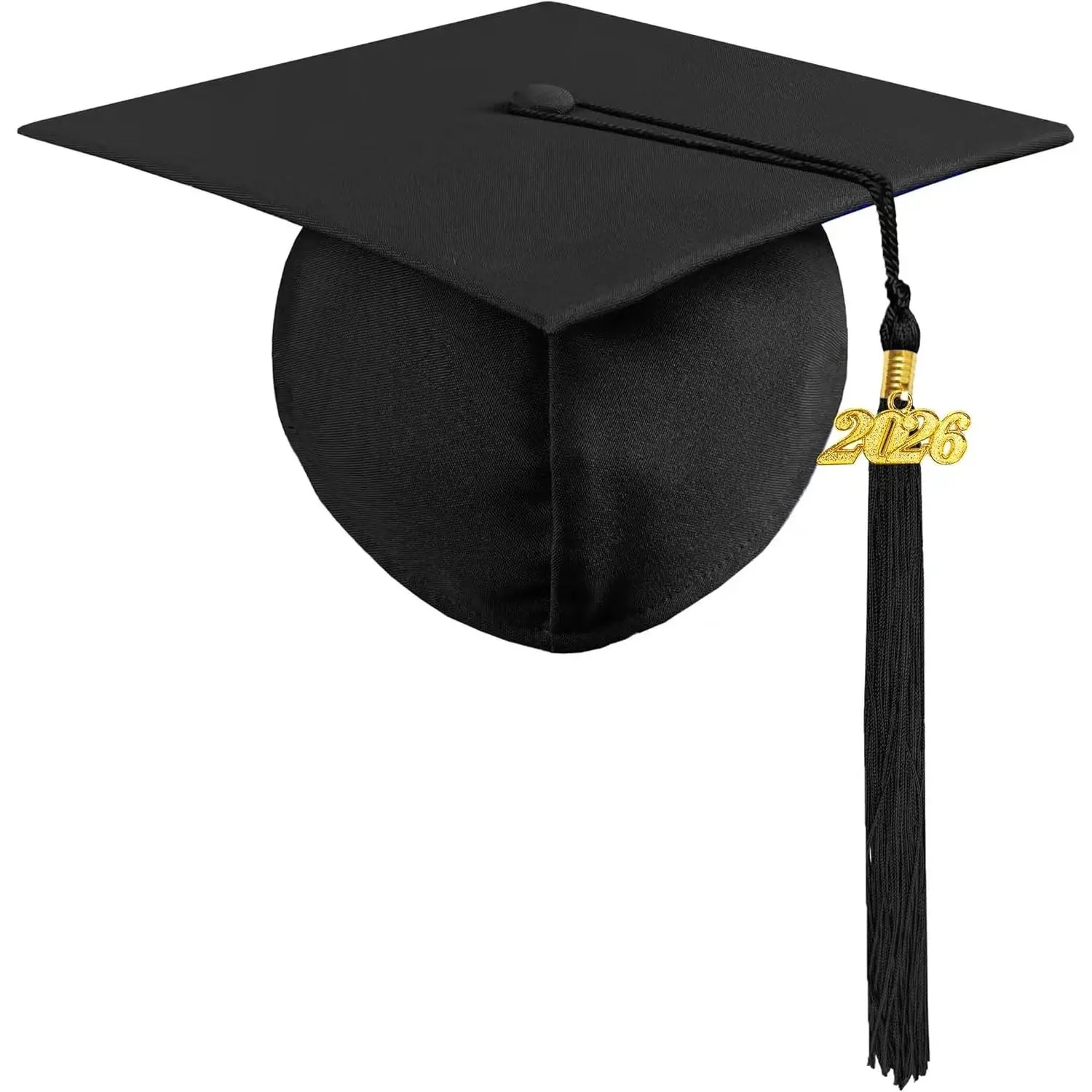 Black Graduation Cap with 2026 Tassel Year Charm for High School & Bachelor