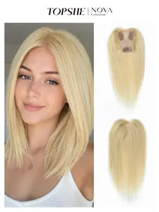 100% Real Human Hair Topper, Natural Straight Style, Invisible Silk Base with Clips, Instant Volume, Breathable Toupee for Women