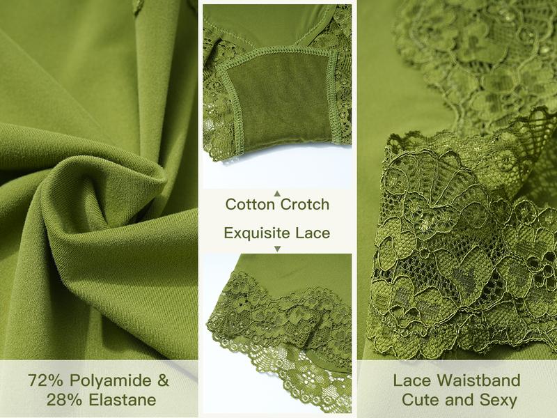 LEVAO Boy Shorts Underwear for Women Lace Full Covreage Boxer Briefs Pantie 5 Pack S-XL