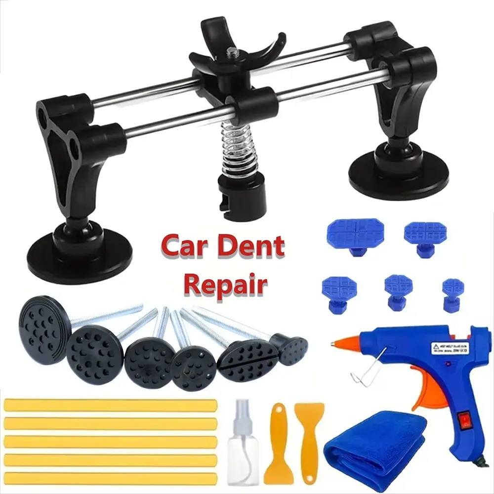 Car Dent Repair Kit with Dual Rod Bridge Puller, Ice Damage Dent Removal Tool Set, Automotive Dent Fixing Equipment, Auto Body Tools, Car Dent Remover, Auto Repair Supplies