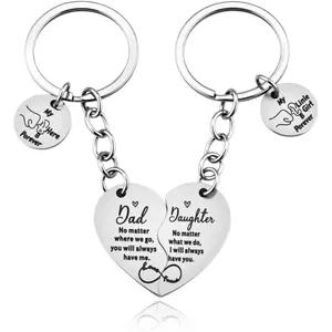 Matching Dad Daughter Keychain Gift Father Daughter Birthday Christmas Gifts for Dad Daddy Father I Love You Keychians Gift from Daughters 2 PCS Heart Shaped Puzzle Keychain for Women Men