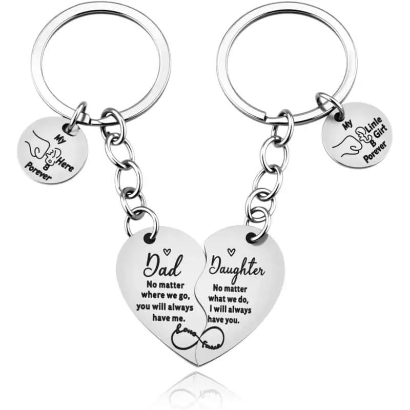 Matching Dad Daughter Keychain Gift Father Daughter Birthday Christmas Gifts for Dad Daddy Father I Love You Keychians Gift from Daughters 2 PCS Heart Shaped Puzzle Keychain for Women Men