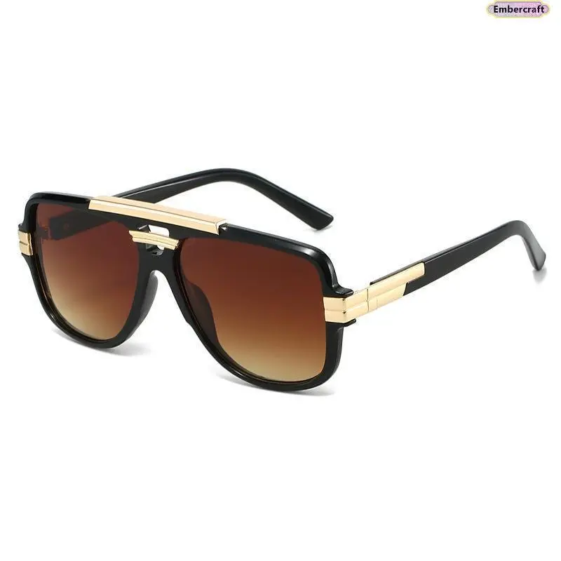 Oversized Vintage Square Sunglasses for Men - Polarized Large Frame, UV Protection Lens, Cyclops Shade, Designer Eyewear, Pilot Design, Beach Style Men's Sunglasses, Windproof Driving Accessories, Male, Retro, Beachwear, Retro Square Cut, Geometric