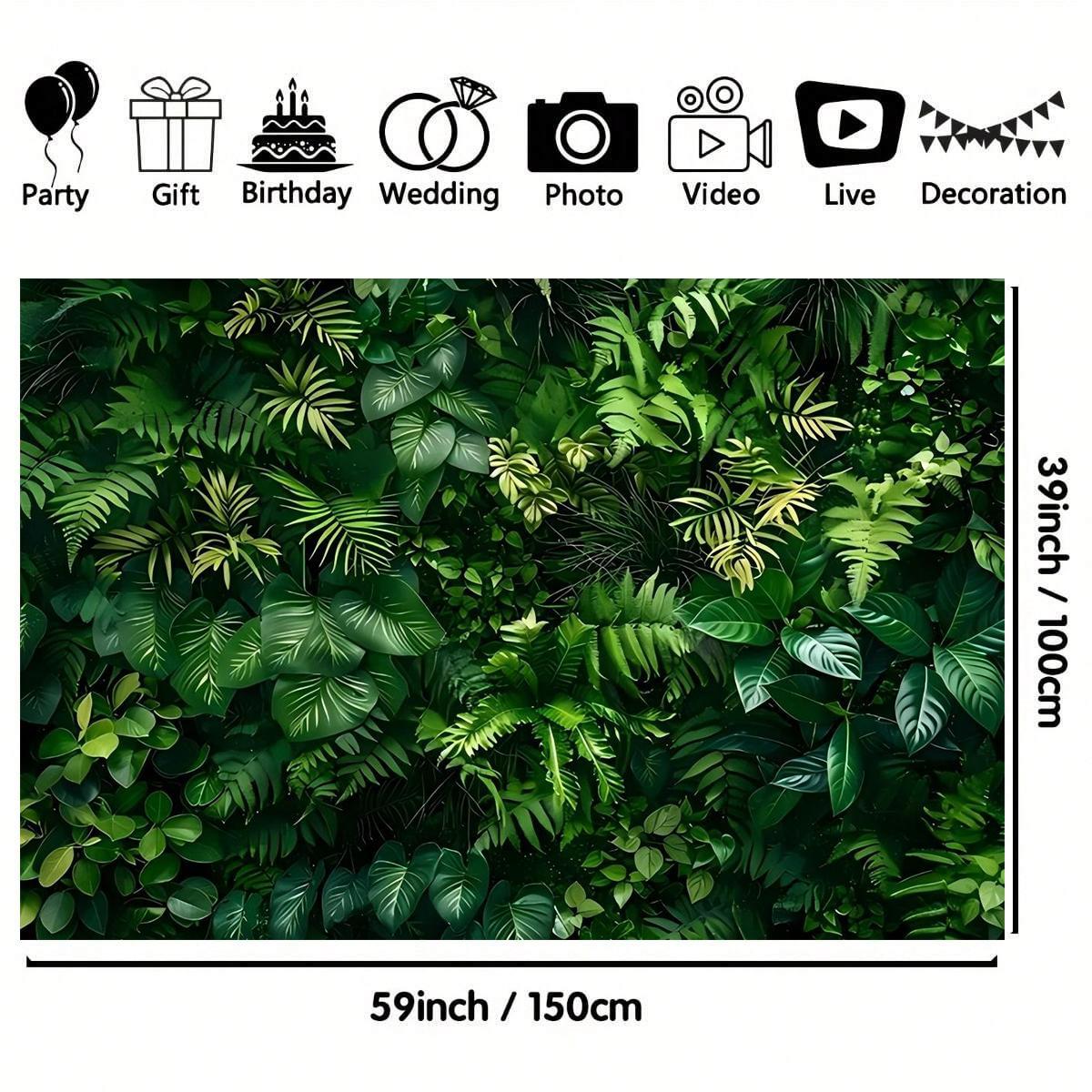 Artificial Plant Leaf Backdrop, Artificial Faux Greenery, 1 Count Lifelike Foliage Backdrop, Wall Painting Background, Studio Banner, Durable Polyester Backdrop