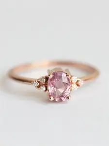 1 PC Fashion Pink Cubic Zirconia Ring For Women For Wedding Engagement Party Jewelry Valentine's Day Gift