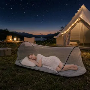Pop-Up Mosquito Net for Bed, Large Foldable Mesh Sleeping Tent, Breathable Portable Bug Net for Camping, Beach and Outdoor Travel