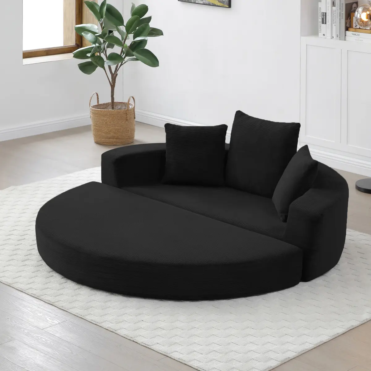 3-in-1 Corduroy Sofa Bed - Minimalist 2-Seat Armless Backless Boneless Foldable Full Foam Couch with Queen Mattress, High Density, Vacuum Compressed, No Assembly, 48H Natural Expand, Portable, for Adults' Movie Nights, Small Apartment Bedroom