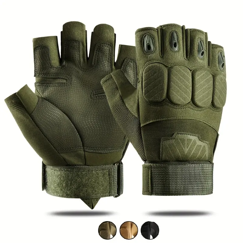 Unisex Tactical Gloves, Breathable Half-Finger Design with Reinforced Knuckle Protection, Synthetic Leather Nonslip Grip for Motorcycle & Outdoor Work, Heavy Duty Protection, Quick Dry, M