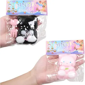 2pcs Squishy Cat Squeeze Toys, Squeeze cat Kawaii Sticky Squishies Stress Relief Squishies for Kids Party Favors, Pinch Family Fidget Toys Squishy Suitable Adults Kids