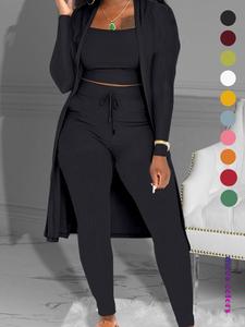 women's plain long sleeve open front cardigan & tie front leggings & sleeveless cropped top set, casual chic elegant fashion fitted cozy breathable women's outfits for fall, ladies fall co-ord sets, womenswear, clothes