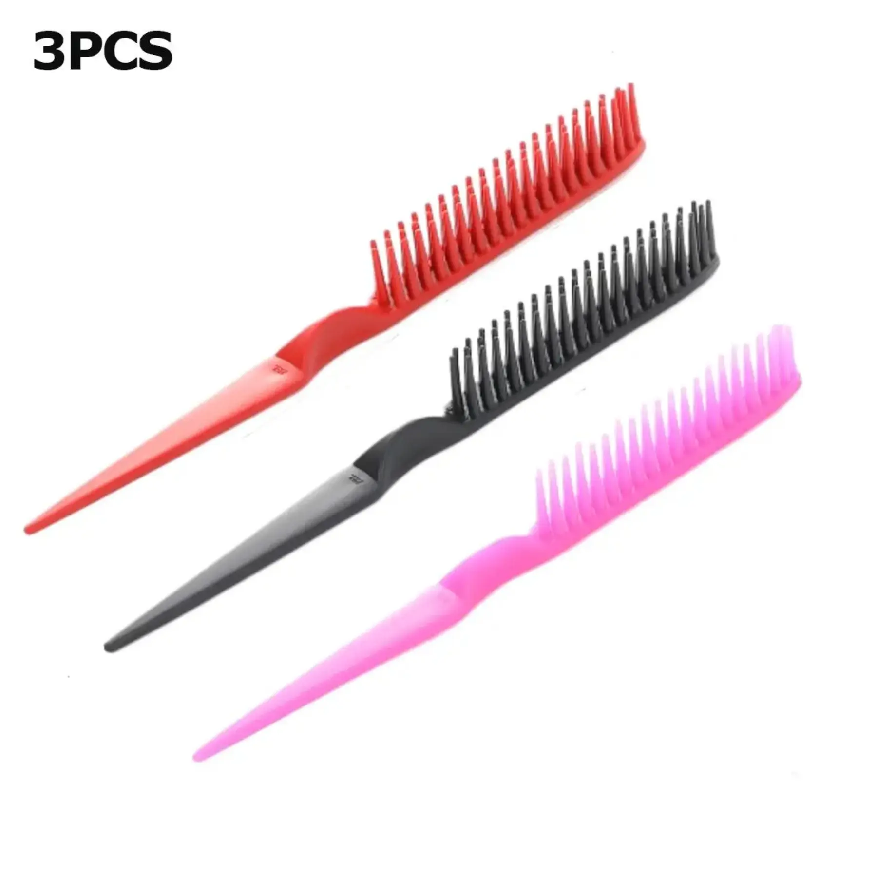 3 Row Styling Comb For Detangling, Defining And Separating Curls (Black+Pink+Red) Hair Combs