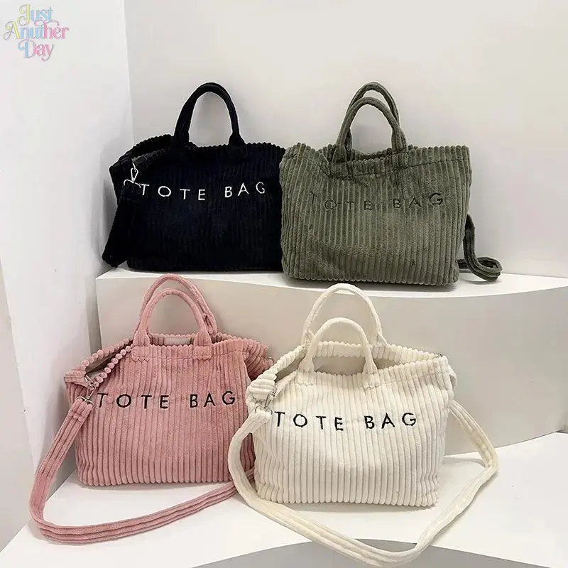 Hot-selling women's bags, popular versatile suede canvas bags, alphabet handbags, casual design, large-capacity tote bags for women