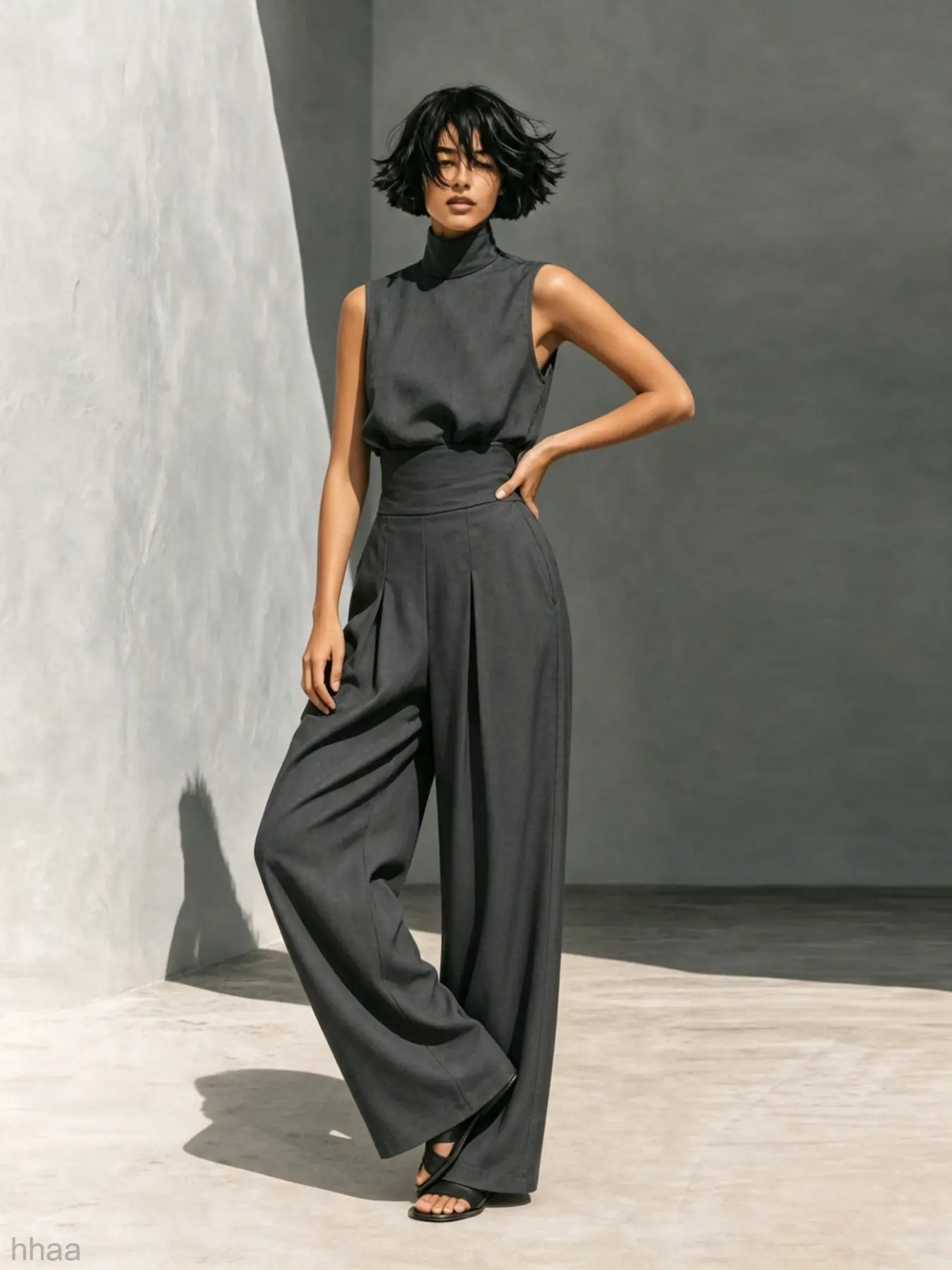 Women's Elegant Sleeveless High-Waisted Wide-Leg Lightweight Breathable Comfy Loose Fashion Minimalist Pants, Luxury Home Wear, Versatile, Perfect for Daily Use, Stylish Sleepwear