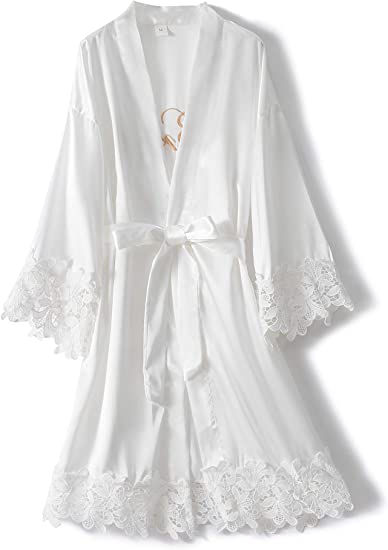 Bridesmaid Robes Rose Gold Bride Robe Wedding Bridesmaid Gift Satin Lace Robe Bridal Dressing Gown Bachelorette Party Pajamas