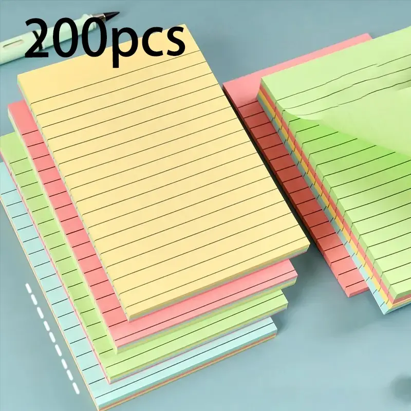 Colorful Large Horizontal Line Sticky Notes, Creative Simple Tear-Off Notepad, Strong Adhesive Memo Pad, Ideal for Notes, Messages and Reminders, Multiple Colors