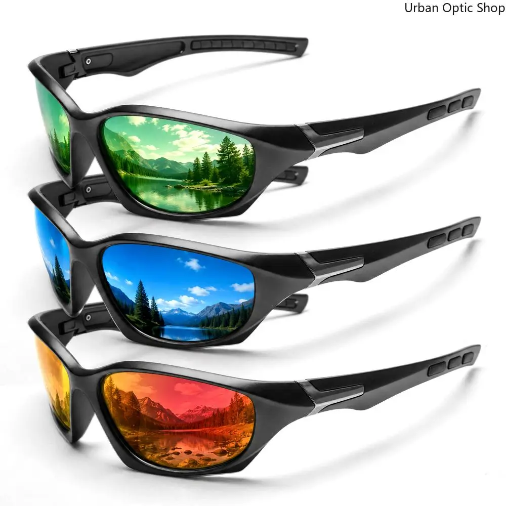 XUH Polarized Wrap-Around Nylon TR90 Sports Sunglasses - Shockproof, Windproof, UV400 Shield, Anti-Glare Mirrored Lens Eyewear with Lightweight Flexible Frame for Sun Protection, Cycling, Outdoor Sports