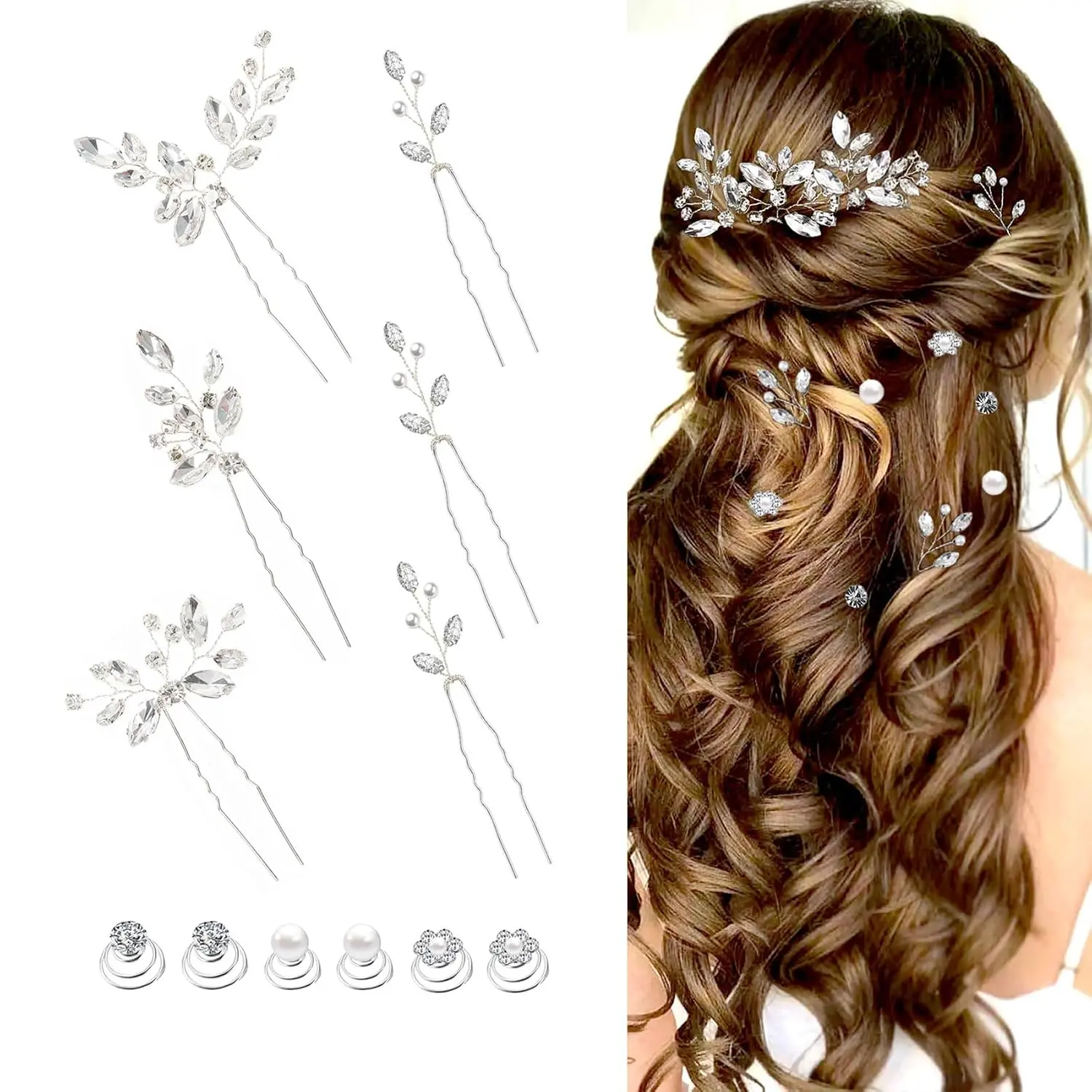 12 count Hair Accessories for Women   Bridal Hair Pins Wedding HairPieces for Brides  Decorations Bride Bridesmaids