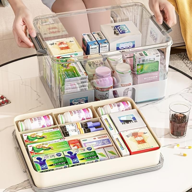 Storage Storage Box With Handle Multi-layer Design Capacity Plastic Storage Organizer Portable For Bedroom Bathroom Office Or Desk Storage Multiple Models Available