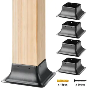VEVOR Post Base 4x4 10Pcs, Internal 3.6x3.6 Heavy Duty Powder - Coated Steel Post Bracket Fit for Standard Wood Post Anchor, Decking Post Base for Deck Porch Handrail Railing Support