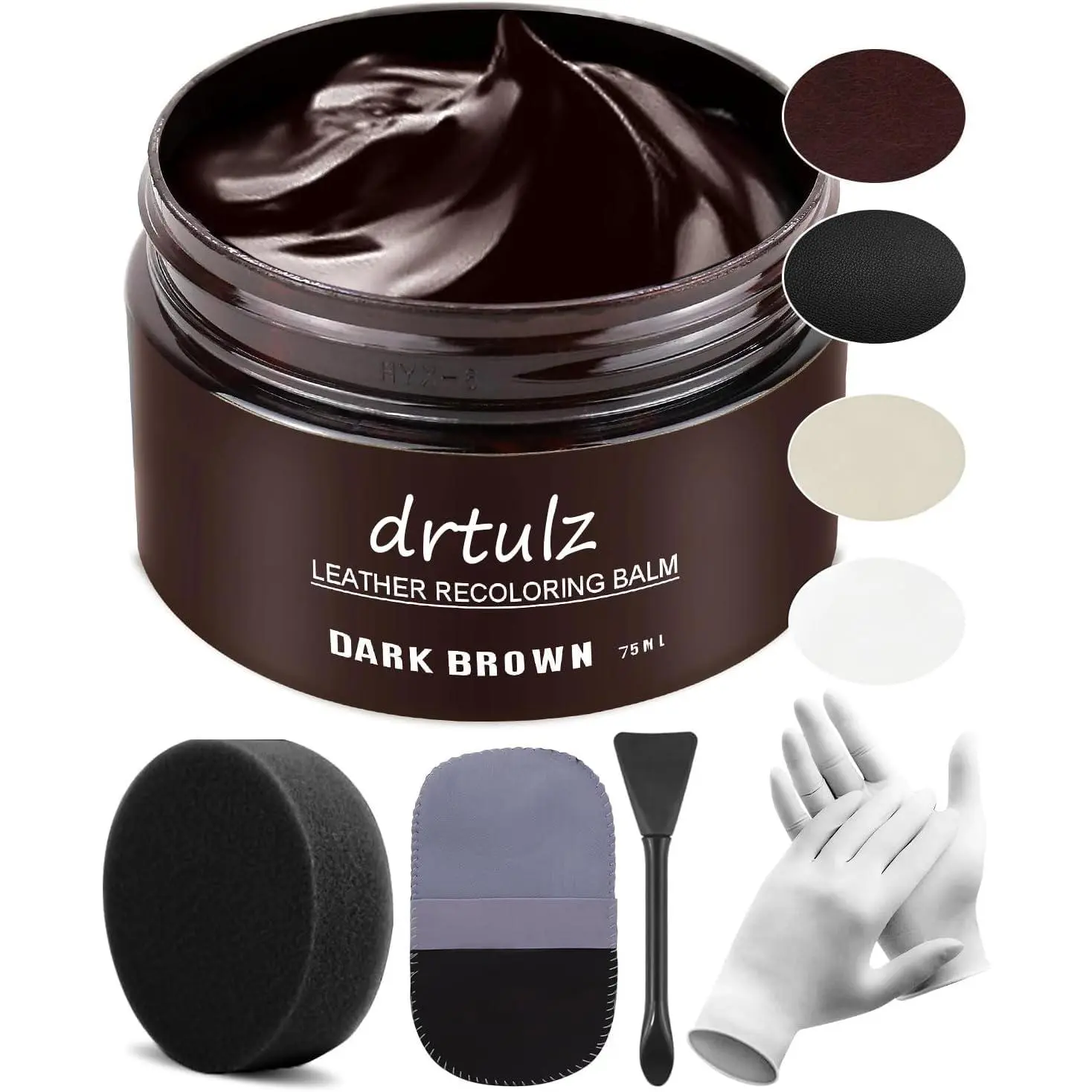 Dark Brown Leather Recoloring Balm, Leather Repair Kit for Furniture, Leather Scratch Remover, Leather Color Restorer for Couch, Car Seats, Shoes - Repair Leather Dye for Scratched and Faded Leather
