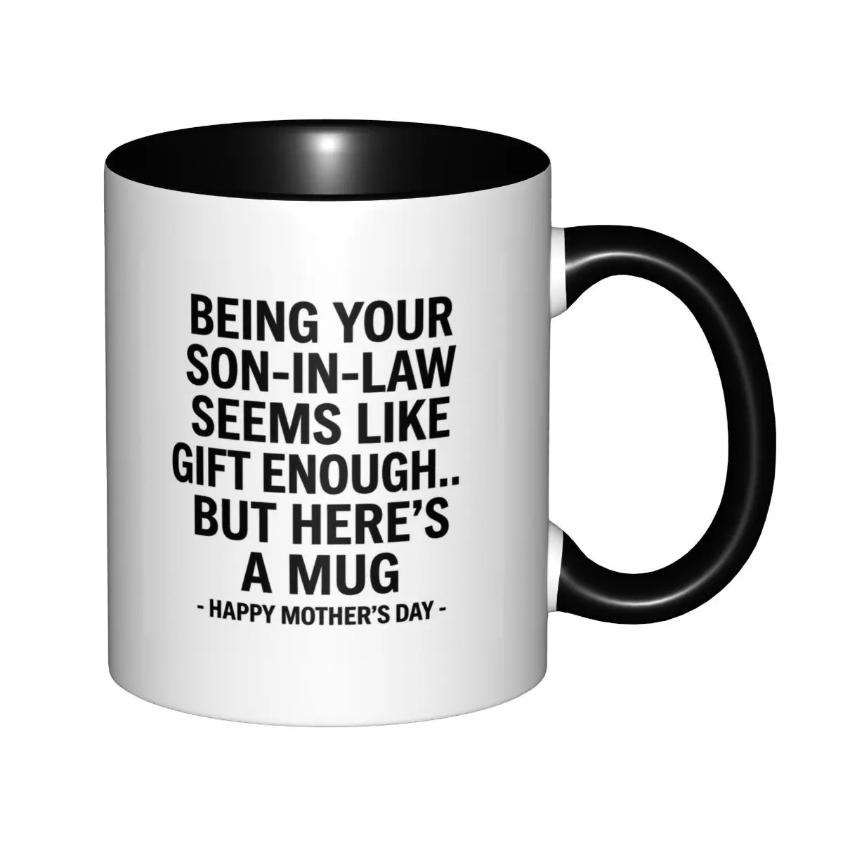 Contemporary Modern Classic Ceramic Printed Coffee Mug with Handle - Washable Cute Mug for Son-In-Law, Ideal Mother’s Day Gift for Coffee Bar Decor & Cute Kitchen Use, Cute Mugs