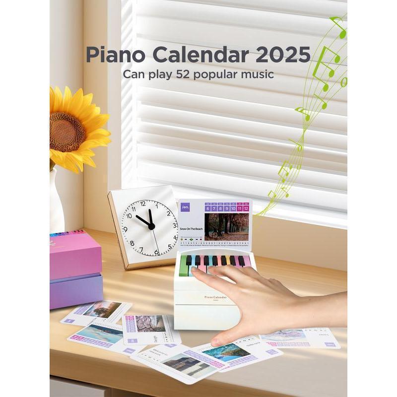 Playable Mini Piano Decor Set – Music Calendar with 52 Sheet Music Cards & Reusable Note Cards, Creative Gift for Music Lovers Playable Mini Piano Decor Set – Music Calendar with 52 Sheet Music Cards & Reusable Note Cards, Creative Gift for Music Lovers