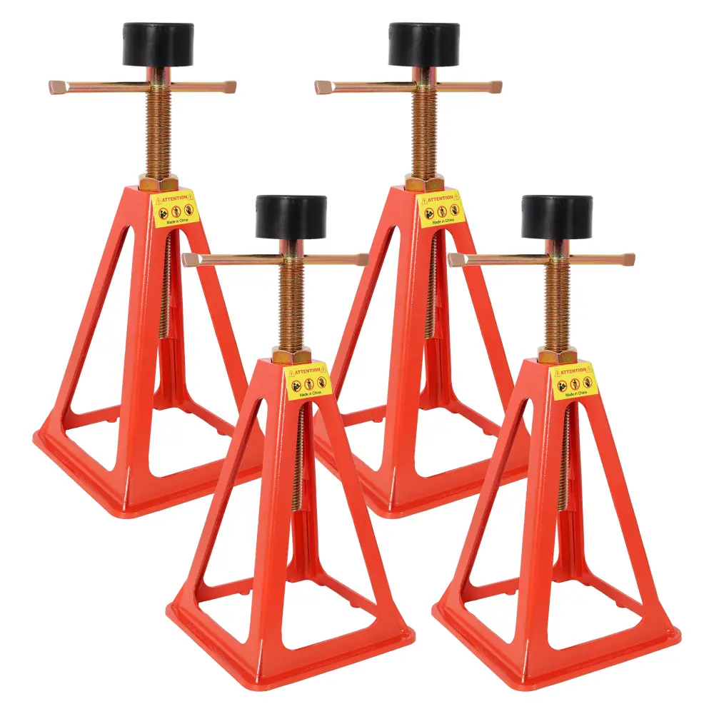 4 Pack RV Stabilizer Jacks Heavy Duty Adjustable Screw Jack Stands for Travel Trailer, Camper, Motorhome & Fifth Wheel, 3,300 lbs Load Capacity Each, 11-17 Inch Height Range, RV Leveling Support with Rubber Pads, Spare Nuts, Trailer Stabilizer Jack Set