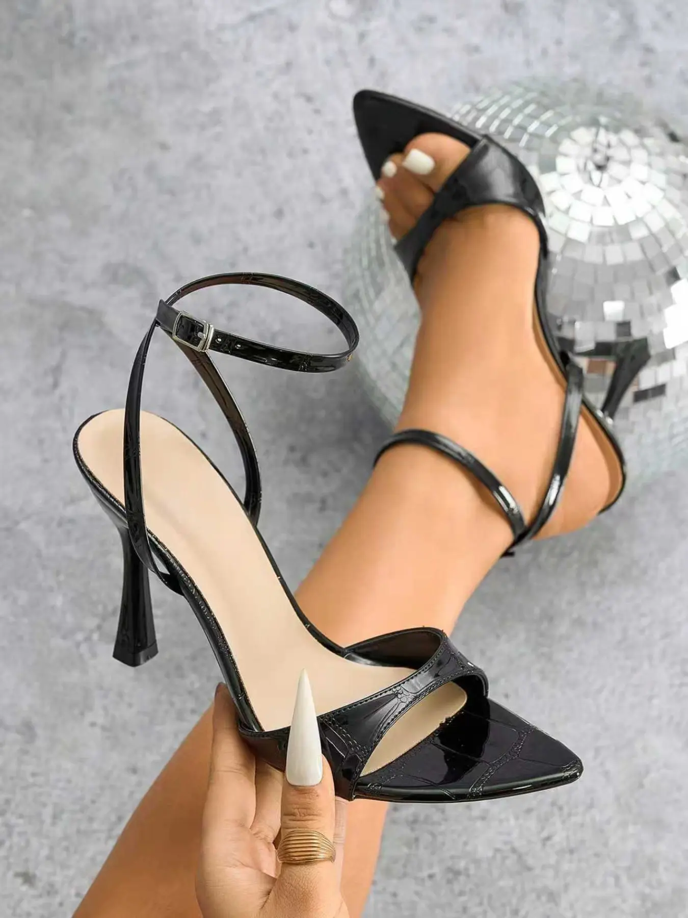Women's Pointed High Heel Sandals, 10cm Cuban Heel, Open Toe, Sexy Style, Evening Party, Office Wear, Wedding Shoes, Multiple Colors, Summer