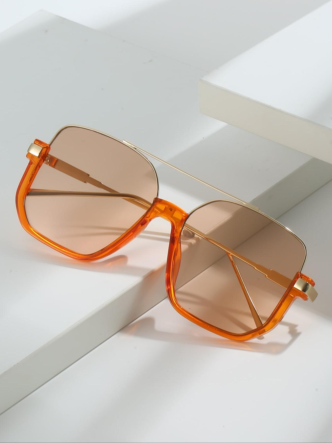 Unisex Simple Style Square Frame Sunglasses, Trendy Casual Sunglasses, Stylish Glasses for Everyday Use, Fashion Accessories for Outdoor Activities