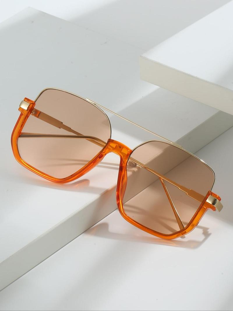 Unisex Simple Style Square Frame Sunglasses, Trendy Casual Sunglasses, Stylish Glasses for Everyday Use, Fashion Accessories for Outdoor Activities