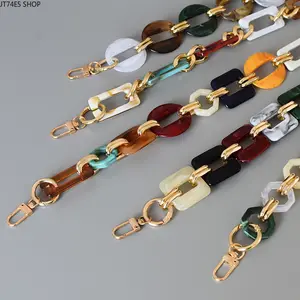 Luxury Mixed Color Acrylic Bag Chain, European Style Heart & Rectangle Mixed Purse Replacement Shoulder Strap