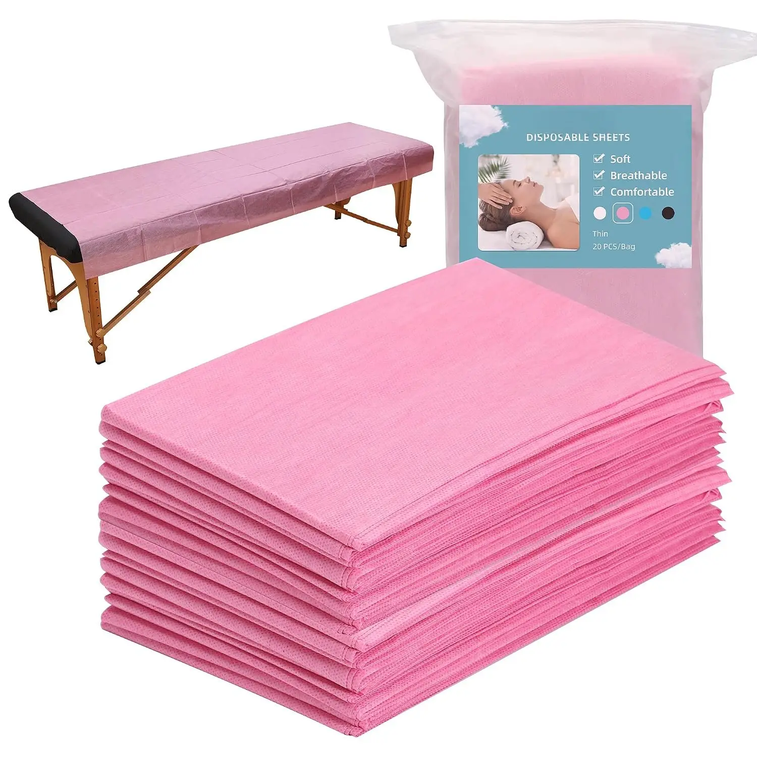 20 count Massage Table Sheets Disposable Non Woven  Bed Cover Breathable Polypropylene Fabric 31" x 70" Thin, Not  ()