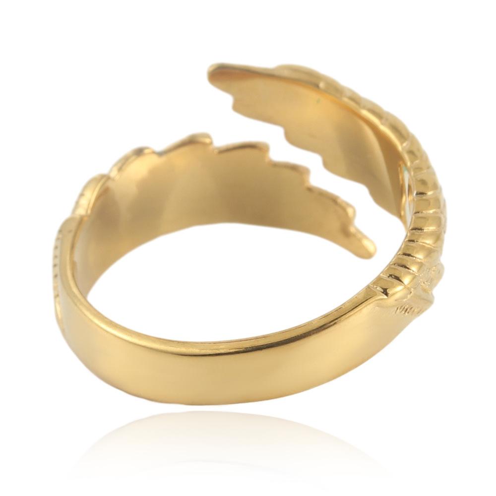 Vintage Punk Wing Ring for Men, Titanium Steel Feather Jewelry, Hypoallergenic & Durable.US sizes 7–13 available to fit most men.