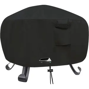 Fire Pit Cover Round for Fire Pit 22-48 Inch,Outdoor Full Coverage Patio Round Firepit Cover with -in Vents,  Anti UV and  Resistant (36" D x 22" H)