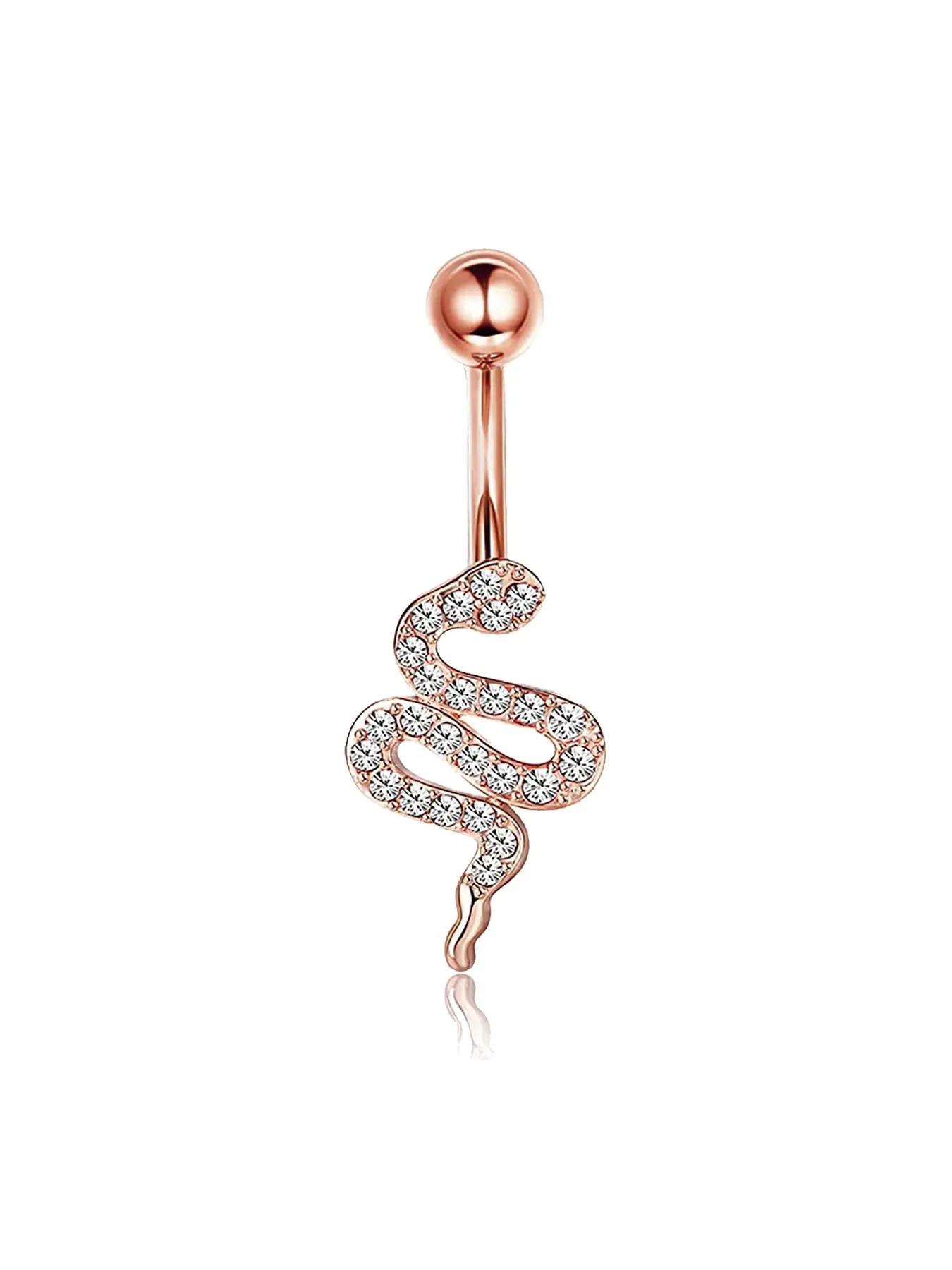 Fashion All-match Rhinestone Snake Belly Button Ring, New Trendy Snake Design Navel Ring, Fashionable Belly Piercing Body Jewelry, For Crop Top Decor