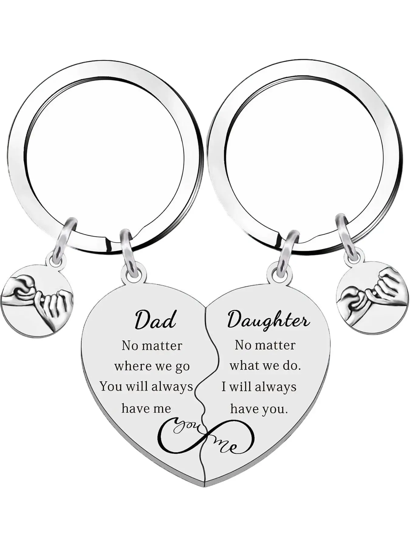 Personalized Letter Pattern Heart Puzzle Design Stainless Steel Keychain, Cute Heart Tag Pendant for Dad & Daughter, Trendy Versatile Keychain for Birthday Gift