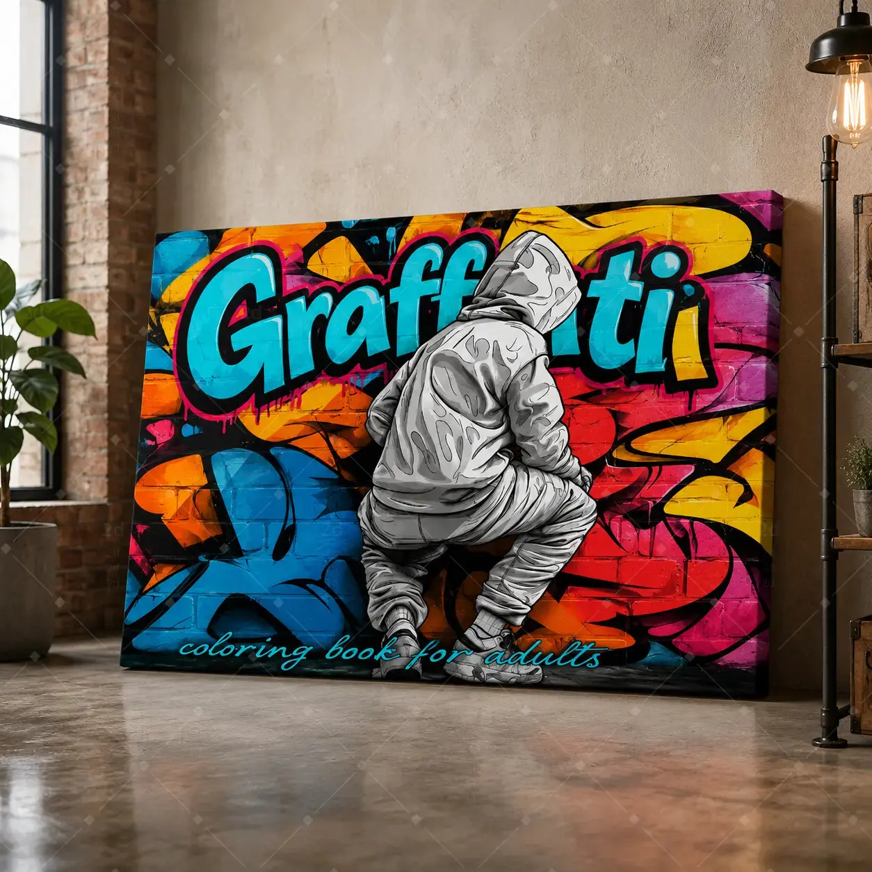 Colorful Graffiti Street Art Canvas Wall Art, Urban Hoodie Artist Poster Print, Bold Decorative Poster for Living Room Bedroom Game Room Dorm Studio, Unframed Poster or Framed Canvas Wrap