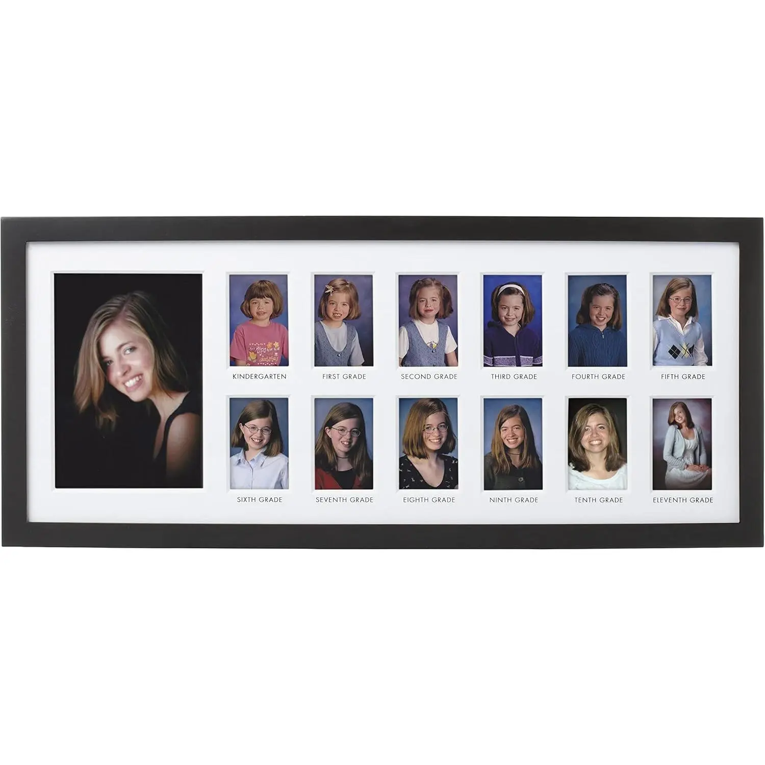 School Years Graduation Frame, K-12 Photo Collage Picture Frame, Kindergarten to 12th Keepsake, Graduati Decor, 13 Photo Wall Display, Black
