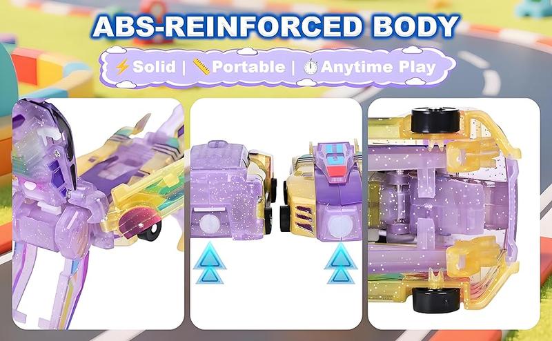 Transforming Dinosaur Toys, 2 in 1 Magnetic Cars Collision Transform into Dino Toys, for Boys Girls Toy Age 2-12, Christmas Birthday Gift(Blue Dragon)